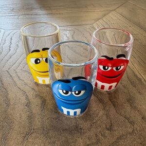 M&M'S Shot Glass Big Face Trio - Red, Blue, Yellow Faces 2.5” High